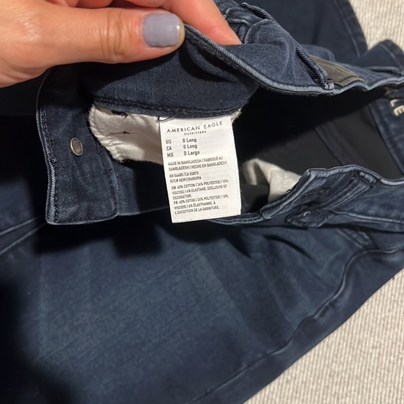 American Eagle Hi Rise Dark Wash Jeggings Sz 0 High Waist Waisted Stretch Slim - Picture 4 of 5